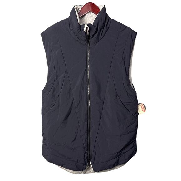 Free People FP Movement Slalom Reversible Fleece Vest - Black M NWT Athleisure - Picture 2 of 9